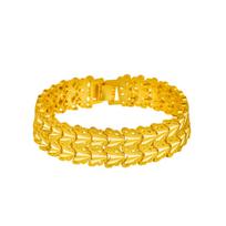 Yihua Chunky Carved Heart Hip Hop Bracelet with Engraved Sparkle Watch Chain yellow