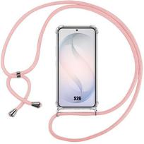 Coque pour Samsung Galaxy S26, Protection Silicone Antichoc Transparente avec Cordon Rose rožinė