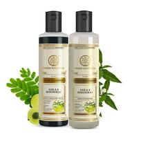 Khadi Natūralus Amla Bhringraj Plaukų Valiklis Ir Kondicionierius Rinkinys Galvos Odos Priežiūrai Ir Plaukų Stiprinimui 210 ml X 2 vnt.
