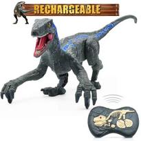 Naujas berniukų RC dinozaurų žaislas vaikščiojantis robotas dinozaurų žaislas su šviesomis ir riaumojimu imituojantis Velociraptor Juros periodo žaislas Dovana ruda