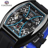 Forsining rankinis laikrodis Vyriškas mechaninis karinis laikrodis stačiakampis vyriškas automatinis laikrodis laikrodis Relojes Para Hombres Montres De Luxe Pour Hommes su dėžute no gift box-men's watch mėlyna/juoda