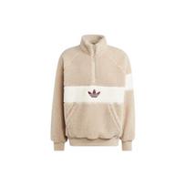Adidas Originali žieminė flisinė striukė, spalvų blokų logotipas, stačia apykakle, ilgomis rankovėmis, vyriška striukė, smėlio spalvos HZ0719 S
