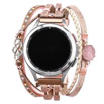 Prabangios odinės apyrankės, suderinamos su „Samsung Galaxy Watch“, 20 mm 22 mm bohemiškas rankų darbo dirželis 20MM rožinė