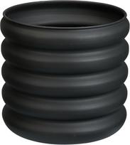 Lauko vazonas, metalinis, banguotas, juodos sp., 30 x 30 x 28 cm.