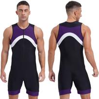 Vyriškas kombinezonas One Piece Athletic Unitard maudymosi kostiumėlis maudymosi kostiumėlis priekyje su užtrauktuku Shorty hidrokostiumas M mėlyna