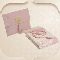 Muslim Prayer Rug with Tasbih and Portable Bag, Soft Mat Islam Gifts Set, Turkish Sajadah for Ramadan, Eid, Hajj, Travel, Pray šviesi violetinė