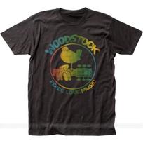 Autentiškas Woodstock 3 dienos taika ' Muzika Spalvotas logotipas Gitara Paukštis Marškinėliai viršus vyriškas prekės ženklas marškinėliai vyrams vasariniai medvilniniai marškinėliai S juoda