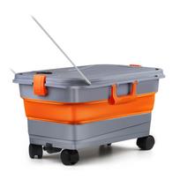 22L Household Mobile Folding Bucket Large Capacity Outdoor Collapsible Buckets with Wheels for House Cleaning Camping žalia