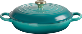 Le Creuset Puodas Gourmet žemas, 28 cm, mėlynas riviera