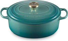 Le Creuset Ovalus kepimo indas Signature, 29 cm, Rivjeros mėlynas