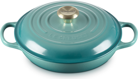 Le Creuset Puodas Gourmet žemas, 26 cm, mėlynas rivjera