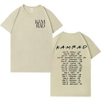 Dainininko Kamrad 2026 Madingi raidžių spaudiniai trumpomis rankovėmis marškinėliai vyriški Hip Hop medvilniniai per dideli Y2k drabužiai Estetiški laisvi marškinėliai XL
