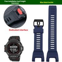 Casio GBD-H2000 serijos kalnų sporto silikoninis laikrodis su 3515 priedais, juoda ir mėlyna vyriška apyrankė GBD-H2000