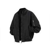 Aukštosios gatvės Oversized Bomber striukė Užtrauktukas Šoninė kišenė Laisvalaikio gatvės drabužiai Laisvas kirpimas Paltai Universalus Super populiarus Beisbolo uniforma XXXL juoda