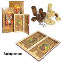 Brangdy Wooden Portable Backgammon & Chess Set