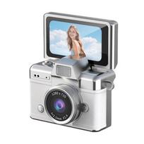 Nykščio dydžio atlenkiamas ekranas Mini kamera Mažytė retro raktų pakabuko skaitmeninė kamera su 1,47  LCD ekranu Vintažinė mikro kišeninė kamera kelionėms, koncertams, studijoms rožinė