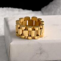 Flashbuy Latest Thick Fashionable Jewelry Chunky Chain Finger Ring Twisted Link Gold Color Stainless Steel Chic Stylish Rings Women Male Hip Hop 6size