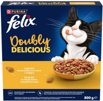 Felix „Doubly Delicious“ kačių maistas su skaniu vištienos ir kalakutienos mišiniu, 800 g