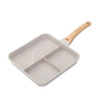 Trys viename aliuminio lydinio keptuvė Nonstick kiaušinių keptuvė Idealiai tinka pusryčiams kepti Jautienos kepsniui Padalinta kepsninė Jautienos puodas 1