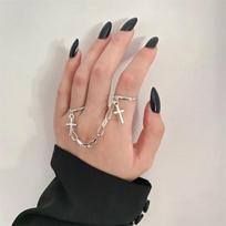 Ifmia Punk Cool Hiphop Chain Finger Ring Multi Layer Adjustable Open Finger Rings Set Alloy Metal Man Rings Celebration Party Event Giveaway Women
