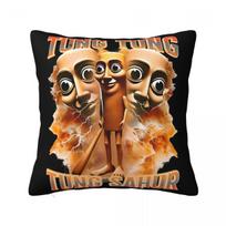 Tung Tung Tung Sahur Square Pillowcases Polyester Living Room Italian Brainrot Meme Humor Cushion Cover Funny Decor Pillow Cover 30x30cm