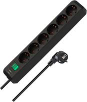 Ilgiklis BRENNENSTUHL Eco-Line, 6 lizdai, 3 m, 3G1,5+J, juodas