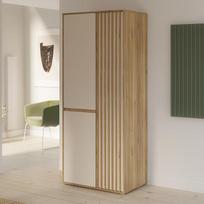 "Forte ELISTON" spinta 80 90, moderni spinta su lentjuostėmis, 2 durys, kompozicinė mediena, miegamasis, Mauvella ąžuolo medienos dekoras|Kashmir Beige, 84 cm pločio x 200,1 cm aukščio x 54 cm gylio