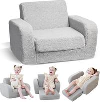 "KidBloom" 3-in-1 vaikiška sofa su miego funkcija, pliušinė sulankstoma vaikiška sofa, ergonomiška vaikiška kėdutė nuo 1 2 3 metų
