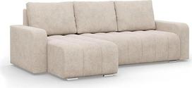 "Mebligo" - "Abrielle" kampinė sofa su miego funkcija ir lovos dėže, 237 cm pločio, kampinė sofa, universalios formos, sofa su "Bonell" spyruoklių šerdimi, sofa svetainei, kampinė sofa - smėlio spalvos (Abriamo 03)