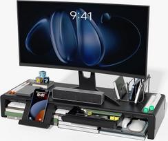 "OImaster" monitoriaus stovas, sulankstomas kompiuterio monitoriaus stovas, kompiuterio stovas su stalčiumi, telefono stovas kompiuteriui, staliniam kompiuteriui, nešiojamajam kompiuteriui, taupo vietą
