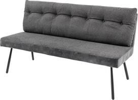 "Riess Ambiente" "Big George" modernus suolas 160 cm Antracito aksomo tekstūros audinys Juodo metalo kojos su atlošu, minkštas suolas valgomajam