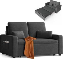 "Xbro" sofa su miego funkcija 147 x 196 x 87 cm, dvivietė išskleidžiama sofa lova su 4 ratukais, šiuolaikinė veliūrinio audinio sofa lova, tamsiai pilka