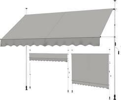 "Yaheetech" tvirtinimo markizė, 300 cm pločio, balkono markizė su rankine rankena, be gręžimo, atspari UV spinduliams ir reguliuojamo aukščio (210-300 cm) markizė, vandeniui atspari ir nuo saulės apsauganti balkono markizė, šviesiai pilka