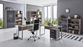 Biuro baldų komplektas "Study Office Edition" Sonoma ąžuolo / antracito blizgus lakuotas (komplektas 7)