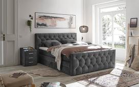 CASHFIELD 8 Box Spring lova su lovos dėže, 180 x 200 cm, antracito spalvos, patogi dvigulė lova su 7 zonų spyruoklių šerdies čiužiniu ir šaltųjų putų viršutine dalimi su klimato juosta, 200 x 113 x 225 cm (plotis x aukštis x gylis)