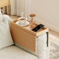 HOMCOM Sofos padėklas Porankis Bambuko sulankstomas sofos padėklas su gėrimų laikikliu Neslystanti sofos atlošo lentyna 45 x 33,5 cm Sofos padėklas Porankis Sofos padėklas Sofos organizatorius užkandžiams Mobilusis telefonas Puodelis