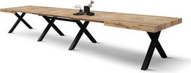 PAZZO DESIGN "Roberta" išskleidžiamas stalas, svetainės stalas, virtuvės stalas, kaimiškas ąžuolas, juodos X formos kojos, nuo 180 iki 480 cm, pagamintas Italijoje - id_2005