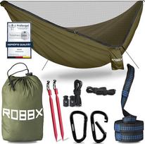 ROBBX® Lauko hamakas su tinkleliu nuo uodų 2 žmonėms - 300 kg keliamoji galia, dvigubas hamakas su tvirtinimo įtaisu - Hamakų stovyklavimas