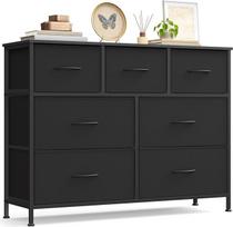 SONGMICS komoda spintelė 7 audinių stalčiai sandėliavimo spintelė Plieno MDF neaustinis audinys Miegamojo prieškambaris Gyvenamasis kambarys Rašalas juodas Ebony Black LGS323BH03