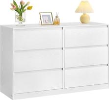 VASAGLE komoda su 6 stalčiais, komoda, stalčių spinta, miegamojo skalbinių dėžė, 40 x 119,4 x 75 cm, moderni Kailyn kolekcija, sniego baltumo LTS616W01