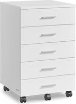 VASAGLE Rolling Cabinet Mobilus dokumentų spinta stalčius Spintelė Spintelė spausdintuvo stovas su 5 stalčiais su be atsuktuvų slydimo bėgeliais biurui Namų biuras Debesis Balta OFC081W01