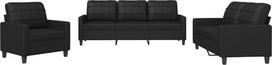 vidaXL Sofos komplektas, 3 dalių fotelis, sofa, svetainės sofa su porankiais, sofos komplektas, dizainerio sofa, sėdimieji baldai, minkšti baldai, juoda dirbtinė oda