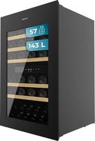 "Cecotec Bolero Grandsommelier Duo 57000 Touch Black" įmontuojamas vyno šaldytuvas su 57 buteliais, tyliu aušinimu (38 dB) ir jutikliniu LED valdymu