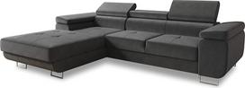 "Divo" kampinė sofa su miego funkcija, lovos dėžės ir galvūgalio reguliavimas, minkštas kampas, gyvenamasis kraštovaizdis, sofos komplektas, kušetė, sofa, spyruoklinis pagrindas (pilka (Kronos 22), kampinė sofa kairė)