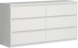 "Forte Chelsea" komoda 150 160 160 Šiuolaikinė komoda su 6 stalčiais Baltas stalčius Medžio kompozitas Baltas 154 cm pločio x 79,9 cm aukščio x 42,2 cm gylio