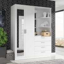 "Forte DEWANIA 160" spinta su atviromis lentynomis ir veidrodžiu, medžio kompozito, balta, 159,3 cm pločio, 203,4 cm aukščio, 52,7 cm gylio