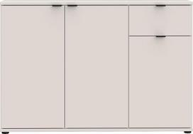 "Forte Ganymede Sideboard 120", minimalistinė komoda, 3 durys, 1 stalčius, medžio kompozitas, svetainė, miegamasis, kašmyro smėlio spalvos, 119,8 cm pločio x 82,3 cm aukščio x 34,1 cm gylio