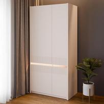 "Forte" ąžuolinė spinta SQUERE 90 100 Elegantiška spinta su 2 durimis ir apšvietimu, kompozitinė mediena, 95,3 cm pločio x 197,9 cm aukščio x 52 cm gylio