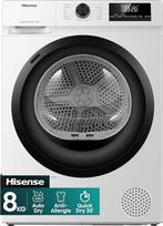 "Hisense DHQE800BW2", 8 kg, kondensacinis su šilumos siurbliu, 15 programų, drėgmės jutiklis, apsauga nuo glamžymo, "TwinAir", juoda/balta, D energinio naudingumo klasė