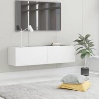 "Myheimly" TV spintelė su 2 sulankstomomis durelėmis TV baldai Pakabinama lenta Lowboard TV spintelė Sideboard Medienos medžiaga Balta 120 cm